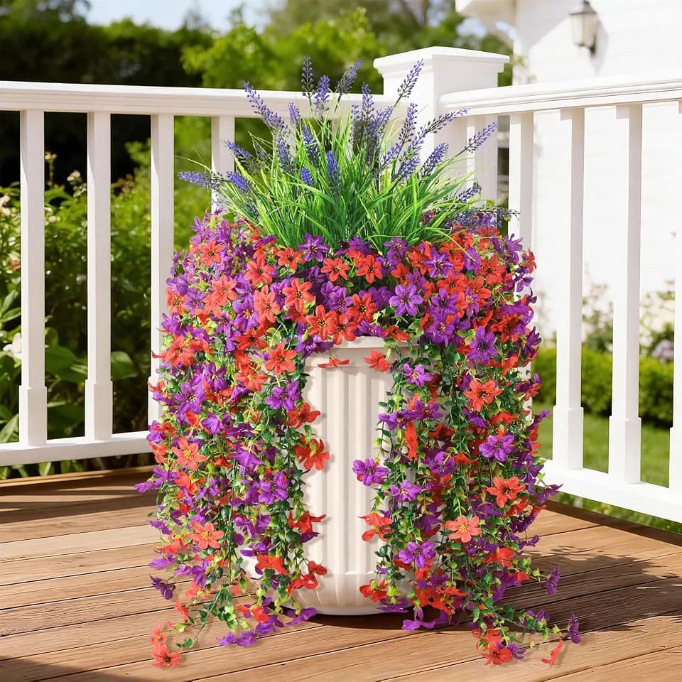 INQCMY Artificial Fake Flowers Plants for Outdoor Spring Summer Decoration