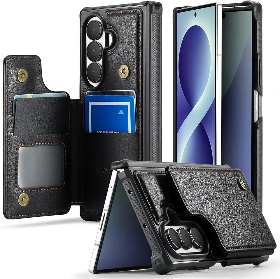 Vinich for Samsung Galaxy Z Fold 8 Ultra Wallet Case with Card Holder Black