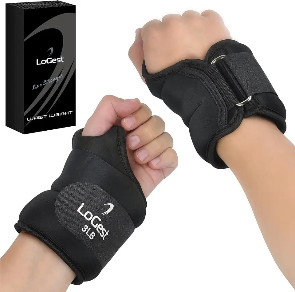 LoGest Wrist Weight with Thumb Loops & Hook-and-Loop Closures - 1lb, 2lbs, 2.5lbs, 3lbs - Sold in Pairs - Comfortable & Secure Neoprene Wrist Weights for Walking, Running, Cardio, Physical Therapy