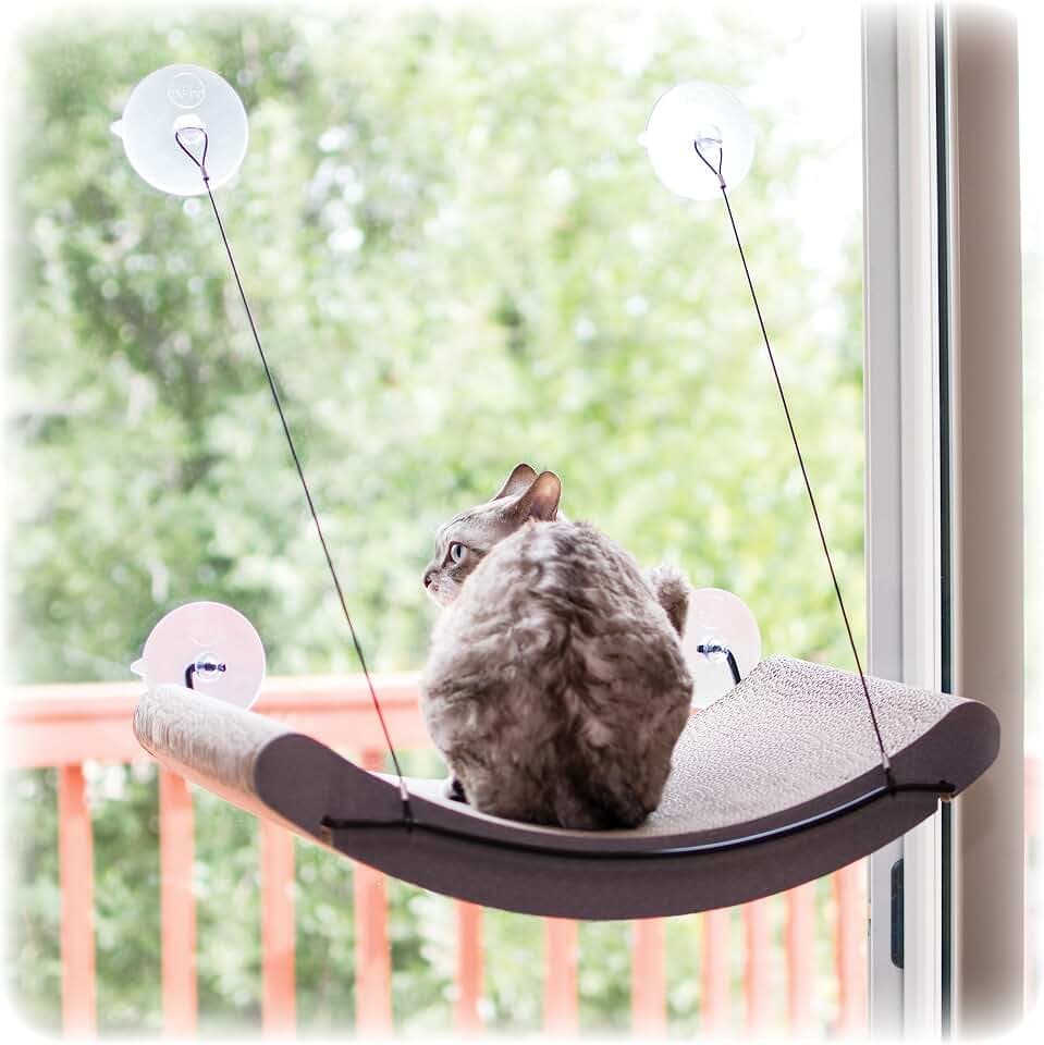 K&H Cat Window Perch, EZ Mount Window Cat Scratcher Kitty Sill Cradle