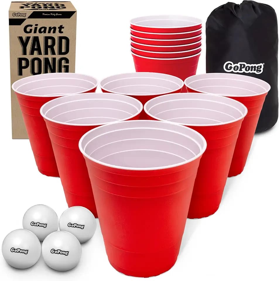 GoPong Giant Yard Pong Outdoor Game - Jumbo Sized PRO Set – Fun Beach and Lawn Party Games for Adults