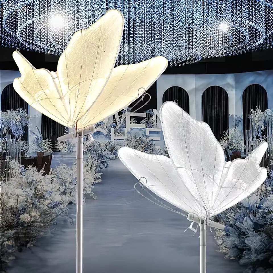 3-Color Butterfly Floor Lamp - Adjustable Wedding/Home LED Lighting, Ceiling Hanging & Standing Dual Use Decorative Lamp, 2 Pack 80cm(31.4") Elegant Butterfly Shape Floor Light