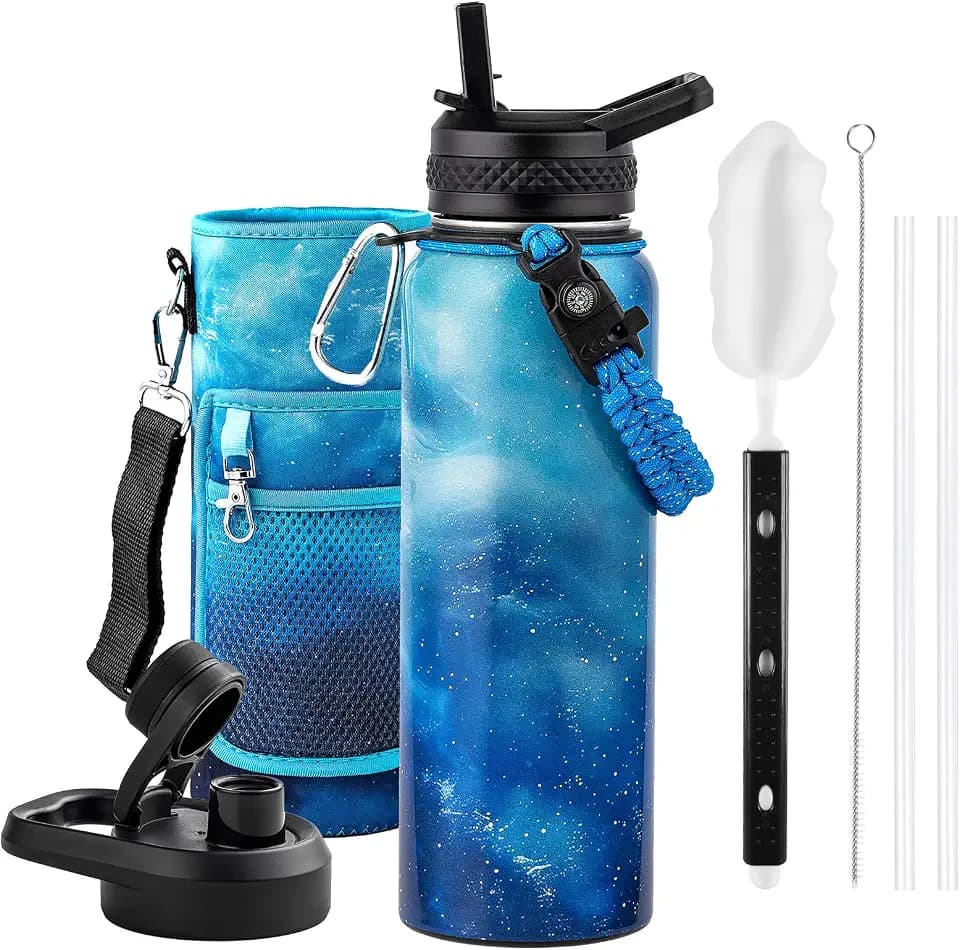 RAYMYLO Insulated Water Bottle 40 oz, Triple Wall Vacuum Stainless Steel