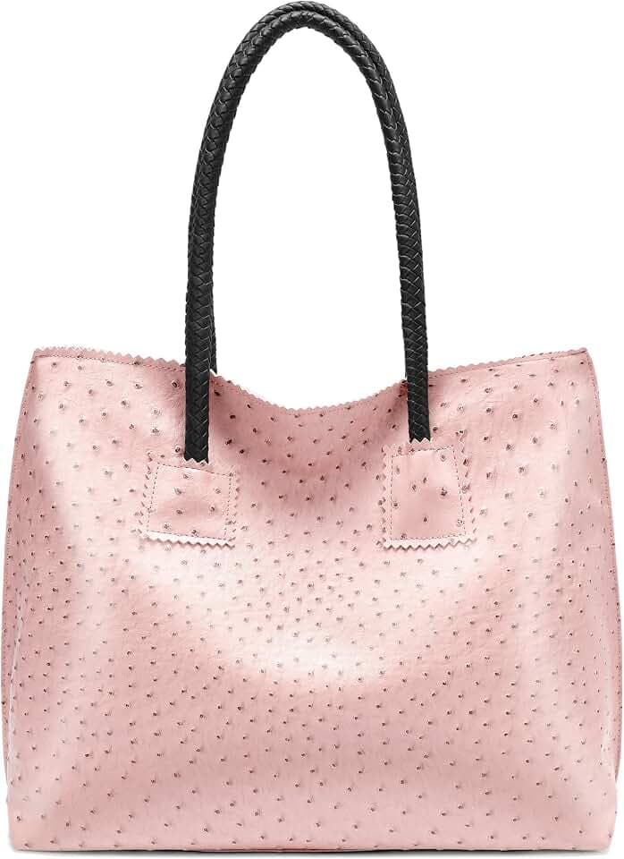 GEMIU Large Tote Bags for Women Ostrich Leather Shoulder Handbags Travel Tote Purses for Work with pouch