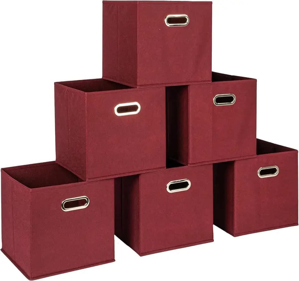 Household Essentials Fabric Storage Bins 6 Piece Set, Burgundy