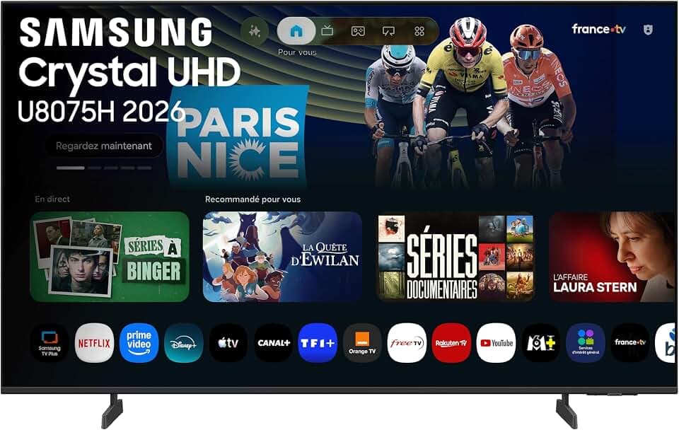 Samsung Smart TV 43 Zoll U8075H Crystal UHD 4K, PurColor, Upscaling 4K, Motion Xcelerator, Dynamic Sound Pack, Gaming Hub, Fußball, Vision AI Companion [2026]