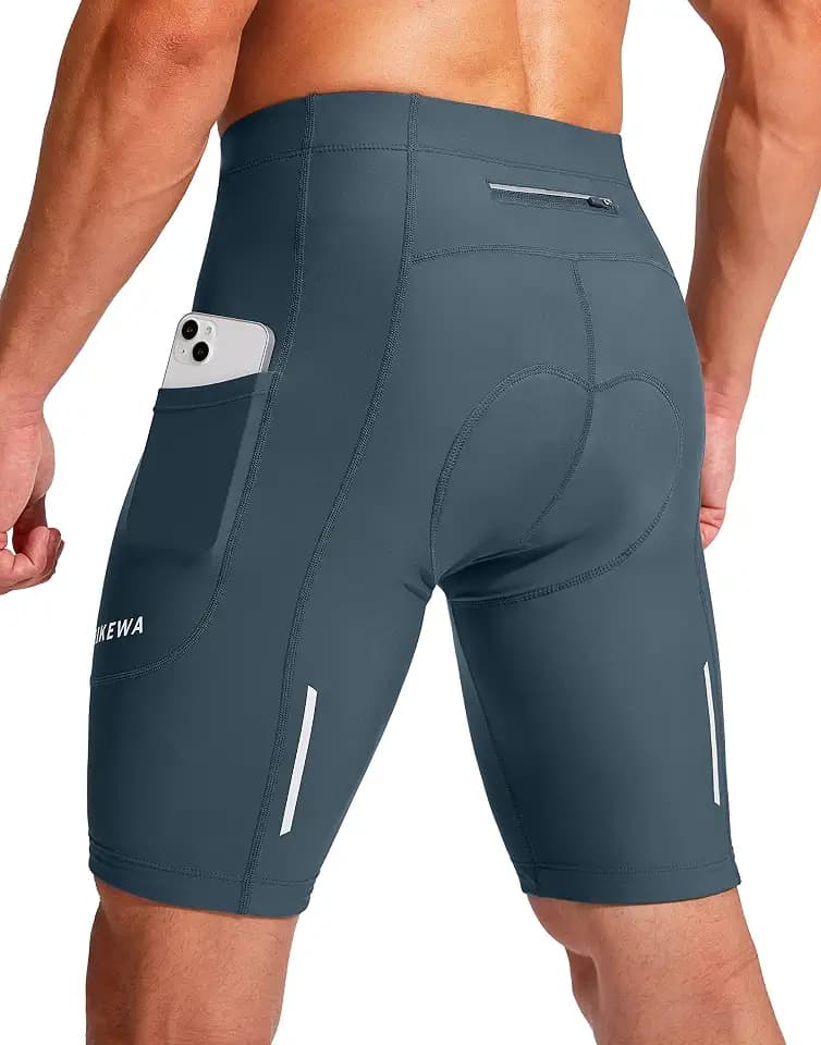 Bikewa Men's Bike Shorts 3D Padded Cycling Road Biking Mountain Riding Biker Bicycle UPF 50+ Cycle Shorts Zipper Pockets
