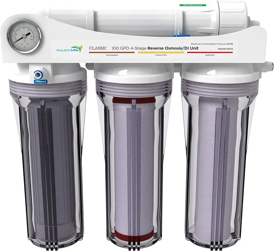 AquaticLife 4-Stage RO/DI Filter with Carbon Plus, 100 GPD