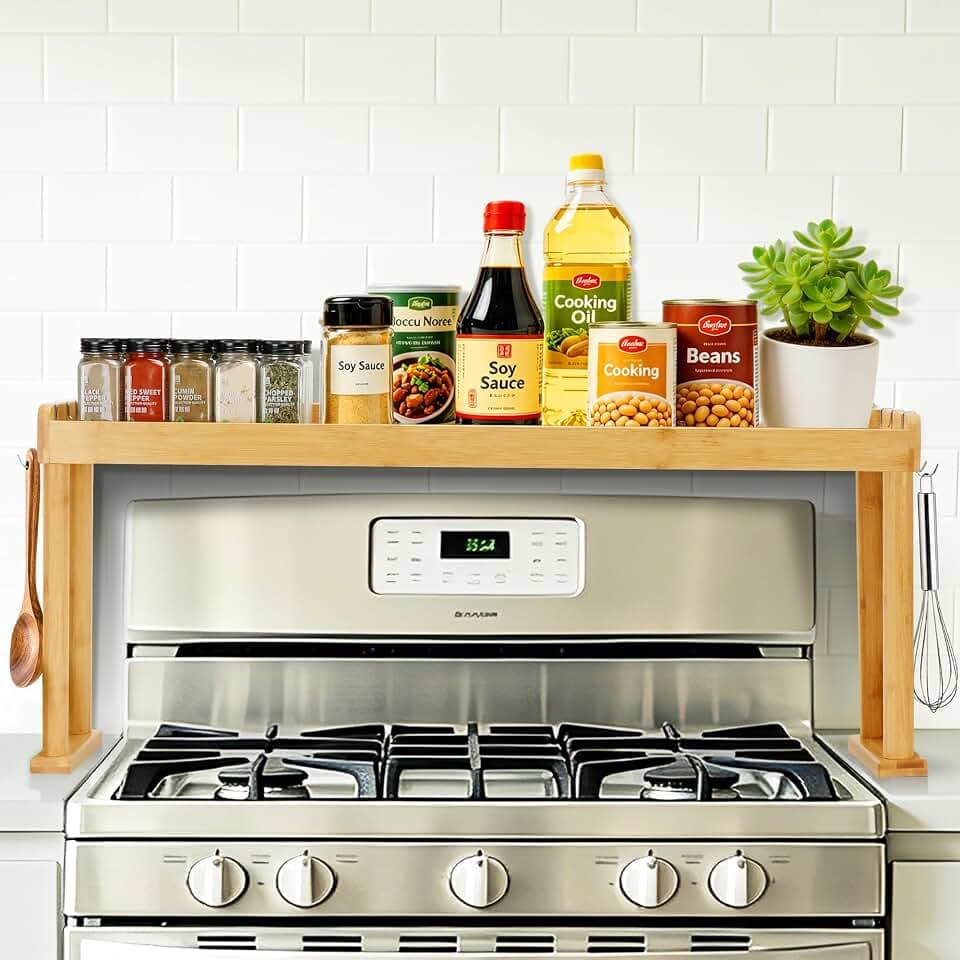 Over the Stove Spice Shelf,32.9" Spice Rack Organizer for Kitchen
