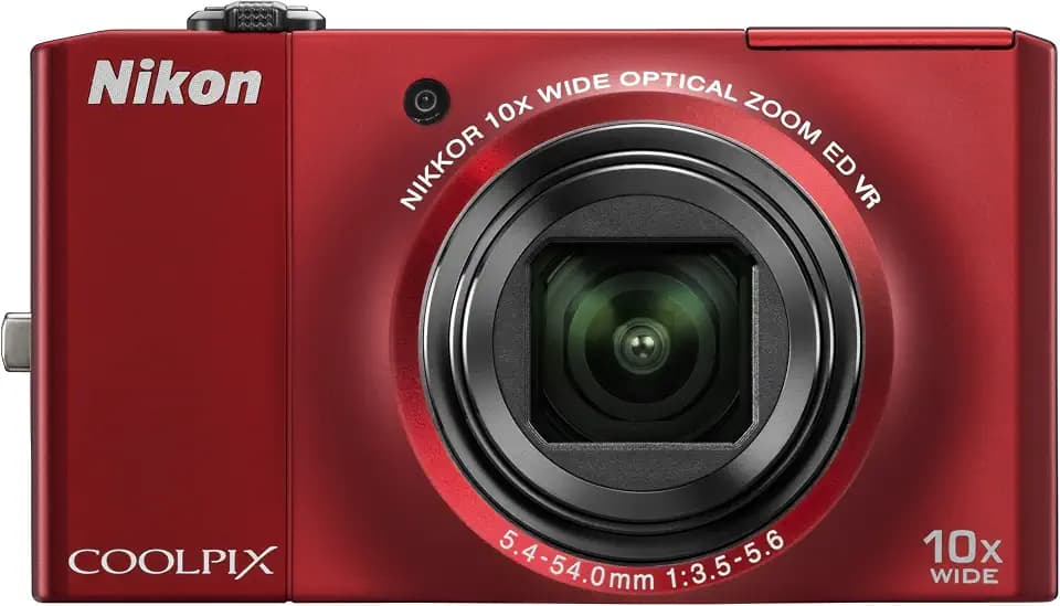 Nikon Coolpix S8000 14.2 MP Digital Camera with 10x Optical Vibration Reduction (VR) Zoom and 3.0-Inch LCD (Red)
