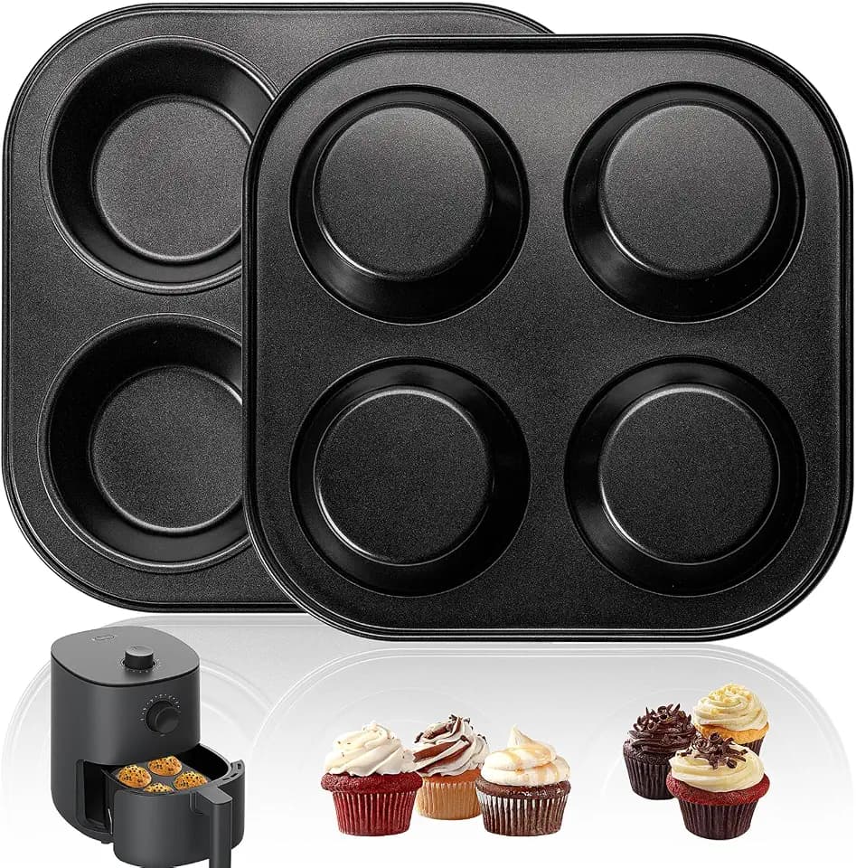 Yomvzake Air Fryer Muffinform, 2 Stück Cupcake-Formen für Luftfritteuse, Toaster, Ofen, antihaftbeschichtet, Cupcake-Backform für Theken-Ofen, kleiner Ofen