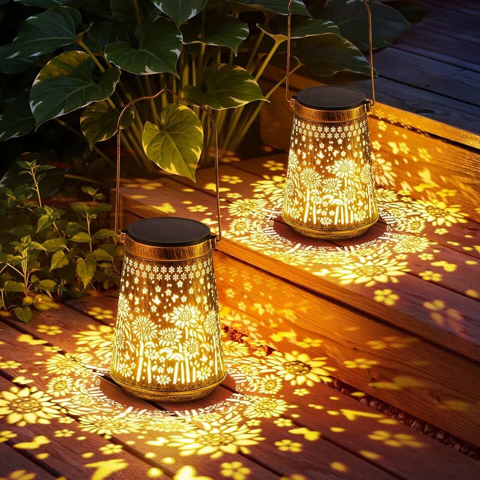2 Pack Solar Lanterns Outdoor Waterproof, Birthday Gifts for Women Mom