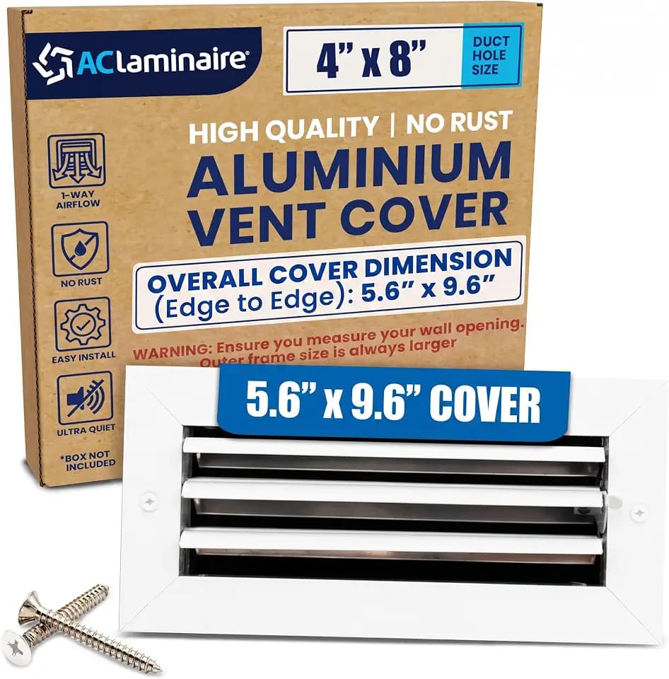4x8 Duct Hole Aluminum Ceiling Vent Cover - 1-Way HVAC Register Adjustable