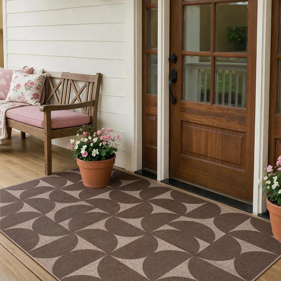 Lahome Semi Circle Easy Jute Rugs for Entryway, Tan 3x5 Washable Rug