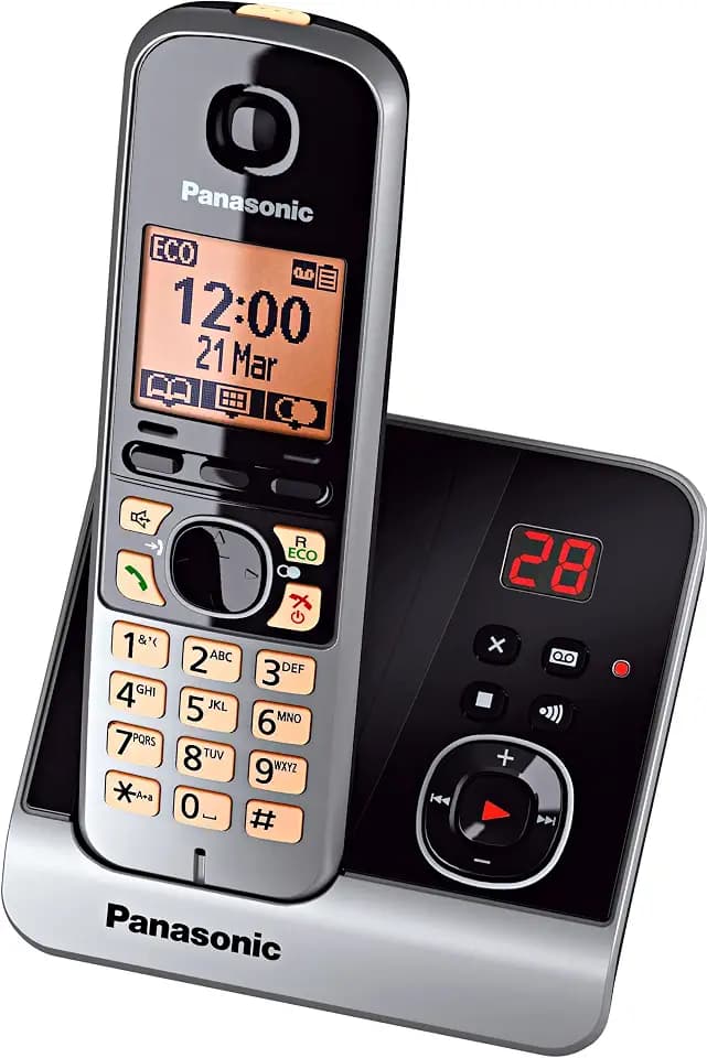 Panasonic KX-TG6722GB Duo Schnurlostelefon (4,6 cm (1,8 Zoll) Display, Smart-Taste, Freisprechen, Anrufbeantworter) schwarz/Silber