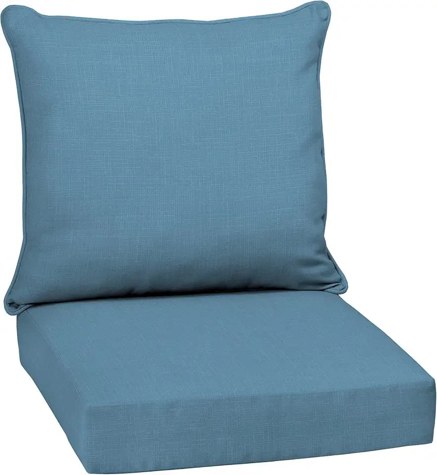 Arden Selections Outdoor Deep Seat Set, 24 x 24, Rain-Proof, Fade Resistant, Deep Seat Bottom and Back Cushion 24 x 24, French Blue Texture