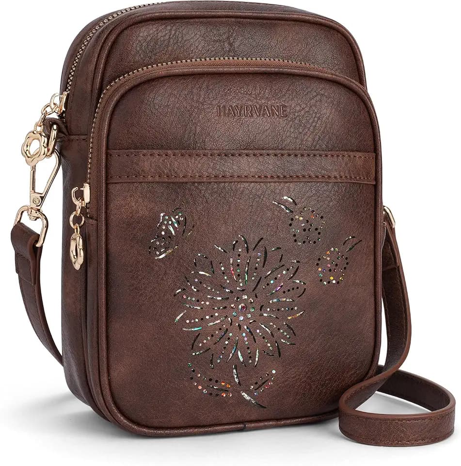Small Crossbody Bags for Women, RFID Phone Purse with Card Slots, Triple Compartments Lightweight Shoulder Bag