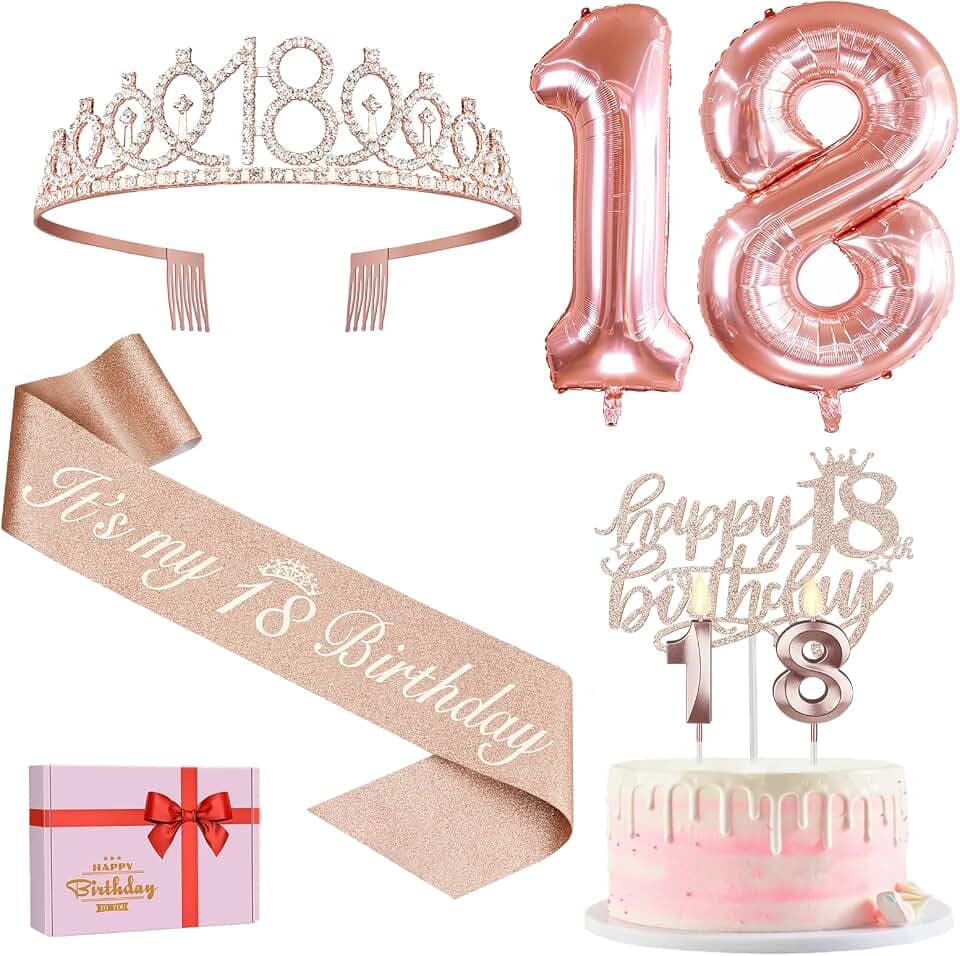 Amosking 18 Geburtstag Mädchen Deko Roségold