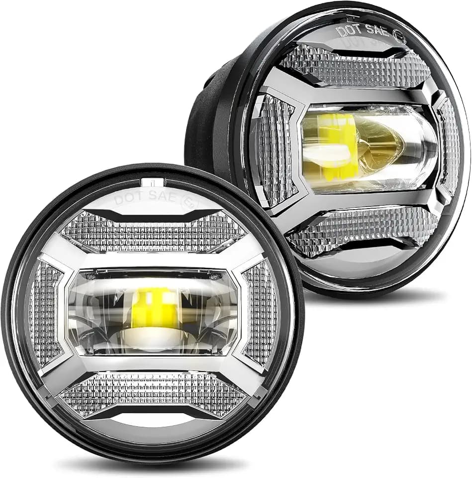 LX-LIGHT DOT Chrome 60W 4.5 Inch LED Passing Light with DRL LED Fog Lamps for Motorcycles Auxiliary Light Bulb Motorcycle Projector Driving Lamp