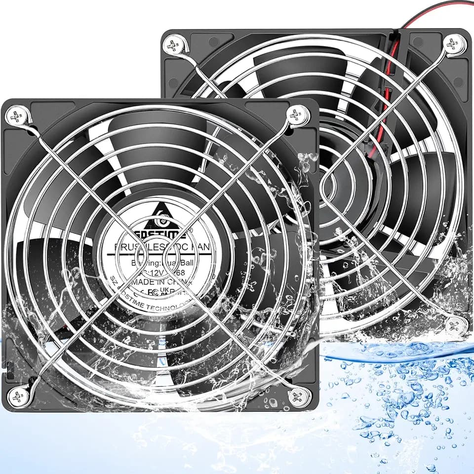 GDSTIME IP68 Waterproof Fan 120mm x 25mm 12V DC 2-Pin Dual Ball High Speed
