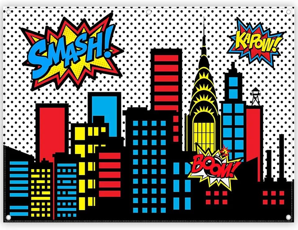 8x6ft Superhero Cityscape Photography Backdrop
