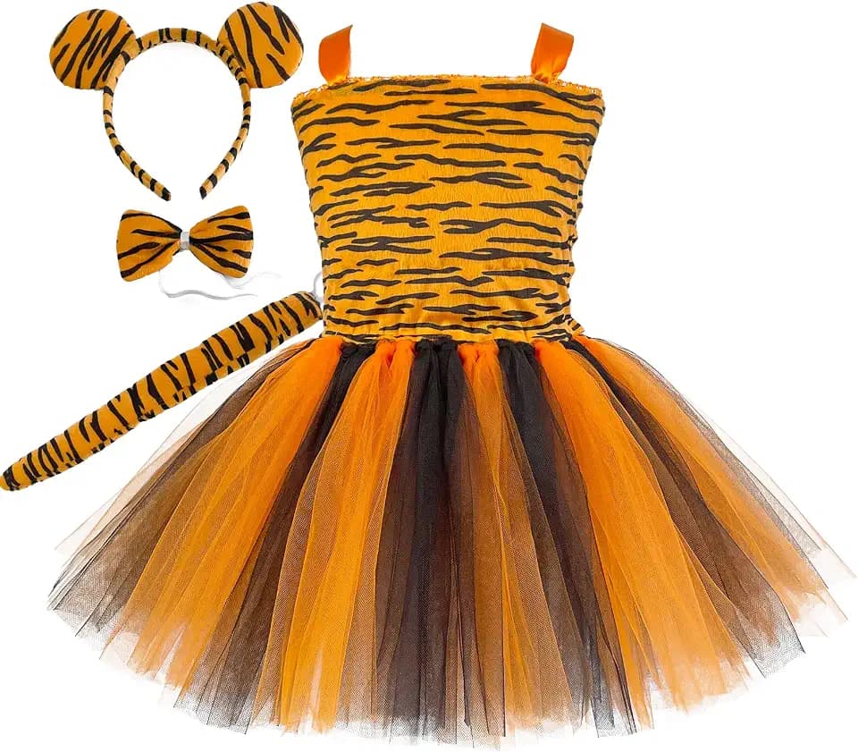 Jungle Party Animal Costume for Girls 3-10 Years Giraffe Leopard Tiger Safari Birthday Halloween Dress Up Clothes