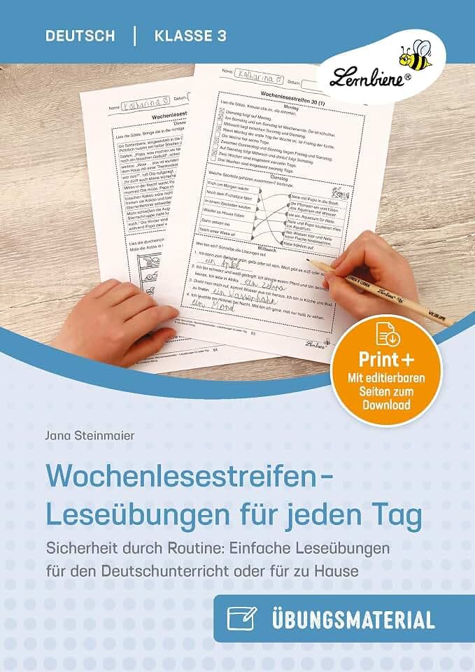 Wochenlesestreifen - Leseübungen für jeden Tag: Sicherheit durch Routine: Einfache Leseübungen für den Deutschunterricht oder für zu Hause (3. Klasse)