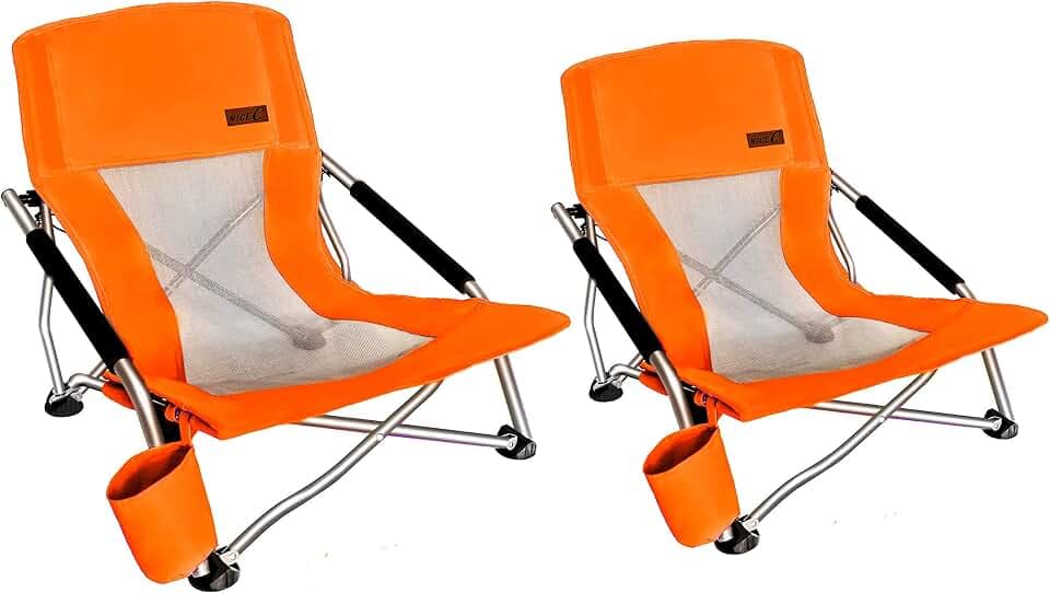 Nice C Low Beach Camping Folding Chair, River Sand Lake Chair (2P Orange)