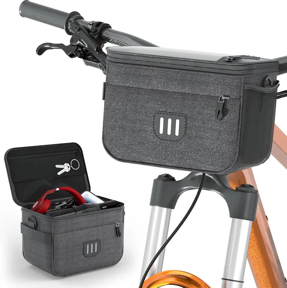 Alyoen 5L Fahrradkorb vorne Tasche, Wasserdichter Fahrradtasche Tasche mit ouchscreen Vorne Fahrradtasche und Abnehmbarem Schultergurt für Fahrrad und Elektrofahrräder