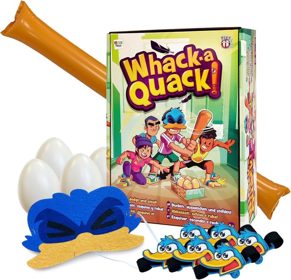 Play Fun Whack-a-Quack Partyspiel Ducken, ausweichen und stehlen, für Erwachsene und Kinder ab 8 Jahren