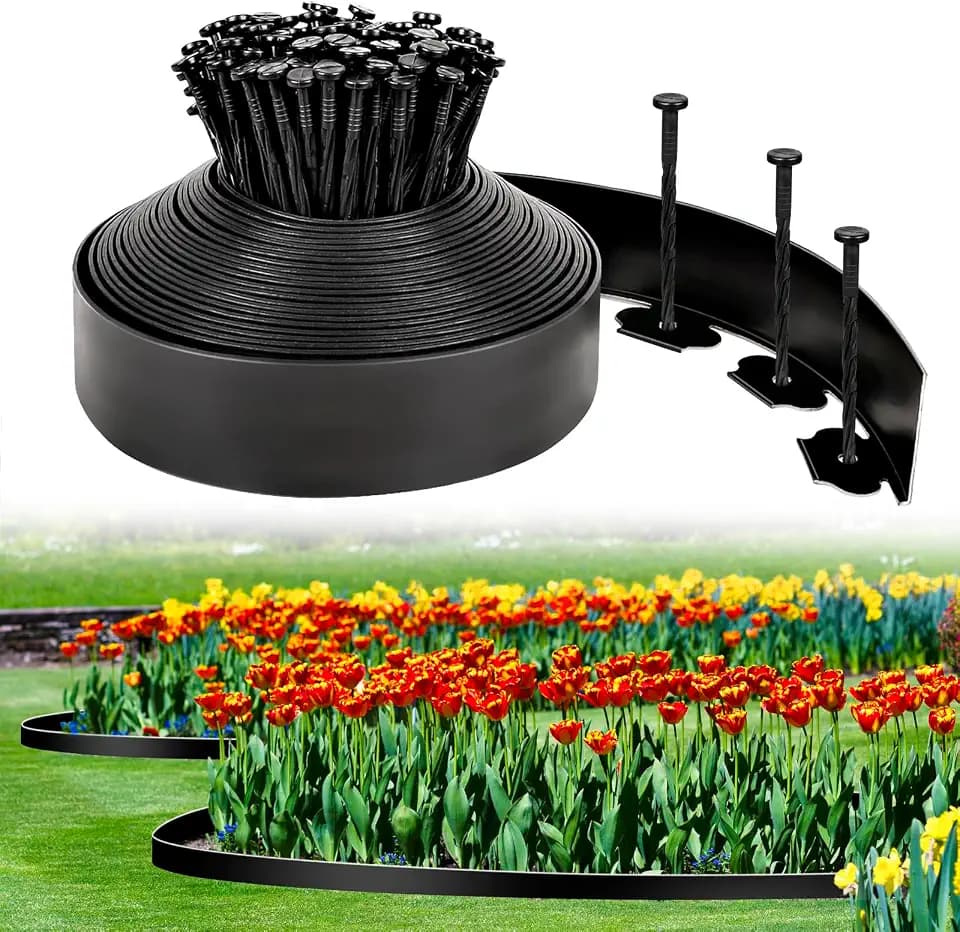 3 Inch x 50FT Garden Edging Border,Landscaping with 75pcs Spikes