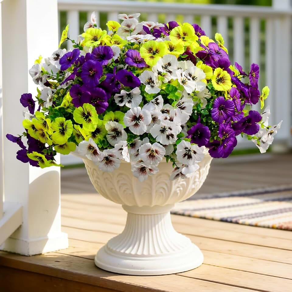 Artificial Fake Pansy Flowers for Outdoor, 18 PCS