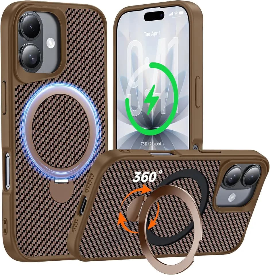 Designed for iPhone 17 Case with Stand, Desert Titanium