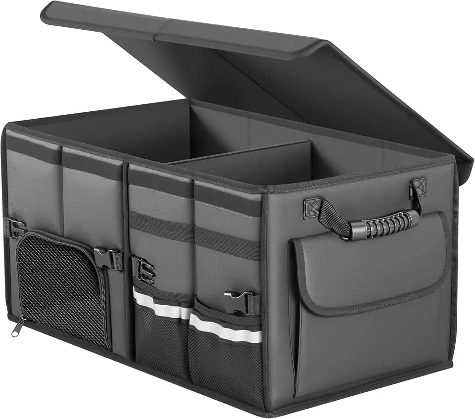 Trunk Organizer Car Organizer Leather Storage Box 2-grid Foldable