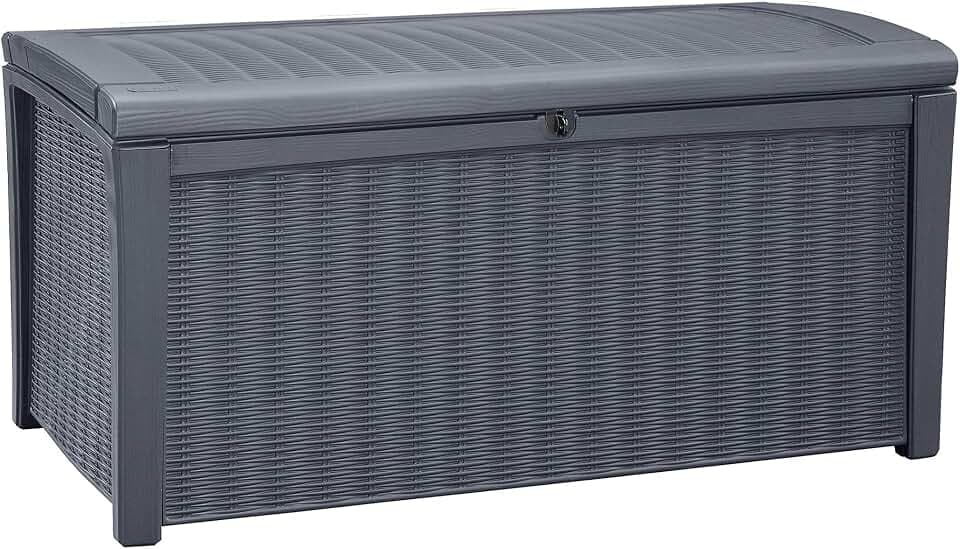 Keter Kissenbox Borneo, Graphit, 416L Fassungsvermögen, Außenmaße: 130x70x63cm, Auflagenbox wasserdicht und wetterfest, für Outdoor geeignet, Keterbox