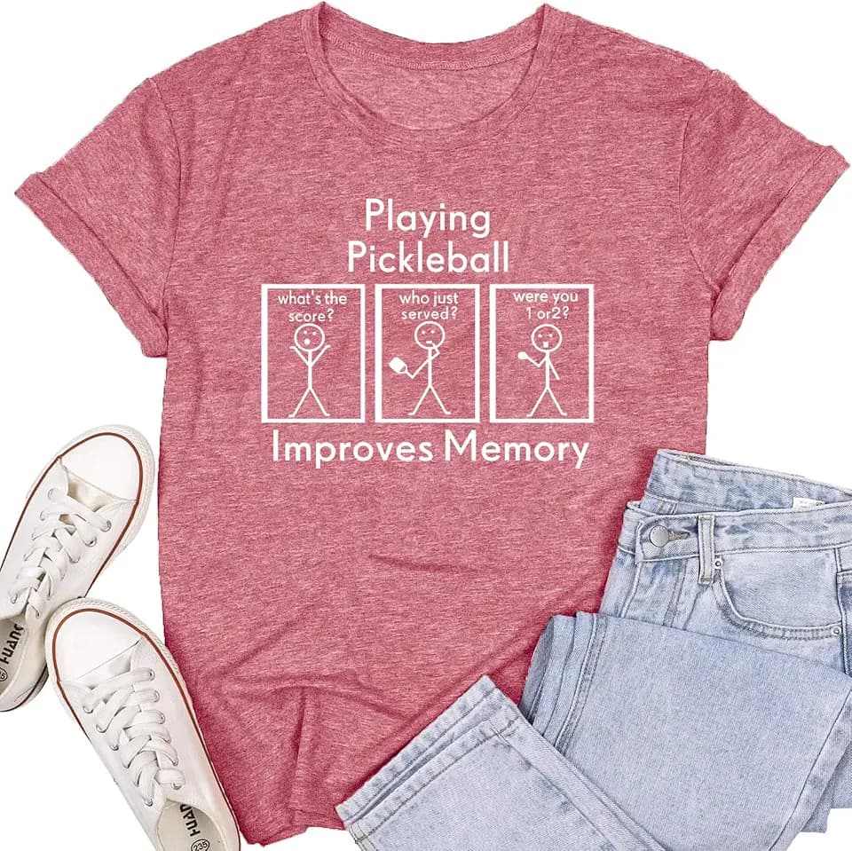 SUWATOIN Women Pickleball Shirt Pickleball Player T-Shirt Pickleball Lover Gift Tee Tops