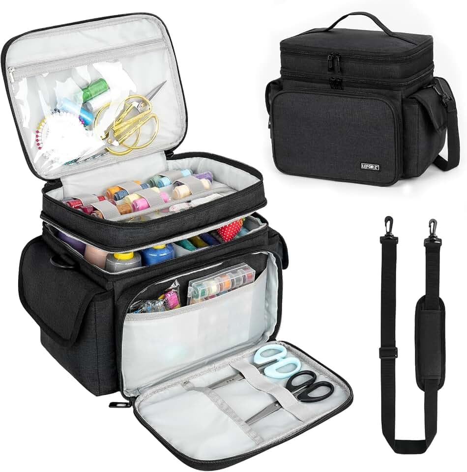 LEFOR·Z Small Sewing Supplies Organizer Bag(10.5 x 8 x 9inch),Sewing Box