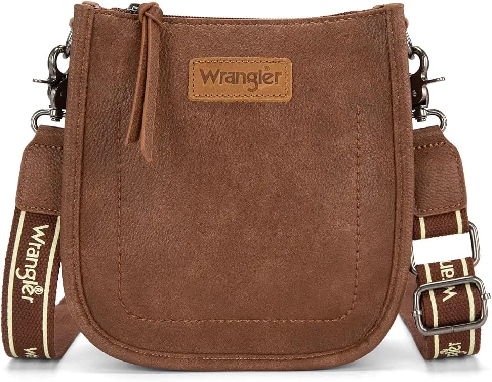Wrangler Crossbody Purse for Women, Small Shoulder Bag with Wide Strap
