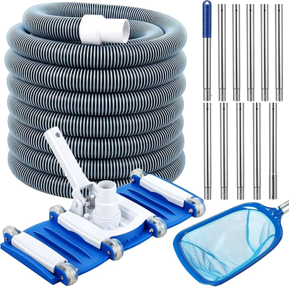 4 Pcs Pool Vacuum Kits, Hose Pole, Vacuum Head with Skimmer