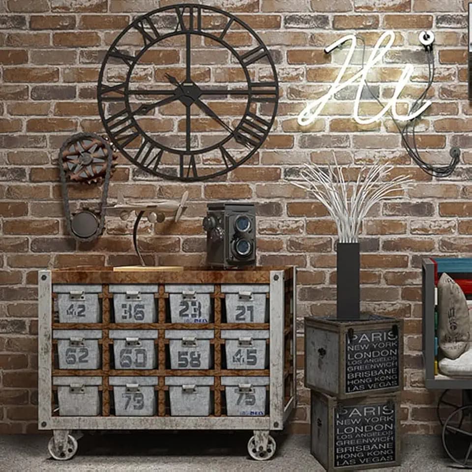 Okydoky Peel and Stick Wallpaper, Brown Brick Wallpaper 17.3"x393"