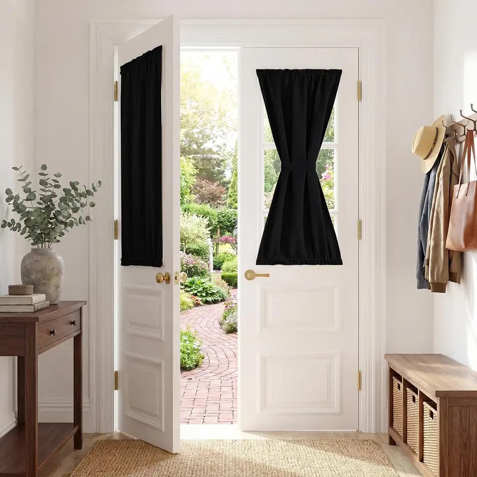 PONY DANCE French Door Blackout Curtains,25x50 Inches Long, 1 Panel, Black