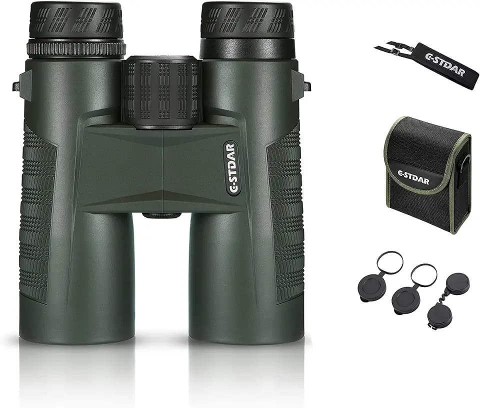 Binoculars for Adults, 10x42 High Power Compact Binoculars for Bird Watching, with BAK4 Prism & FMC Lens, Waterproof & Low Light Night Vision, Perfect for Hunting, Concerts and Outdoor Sports