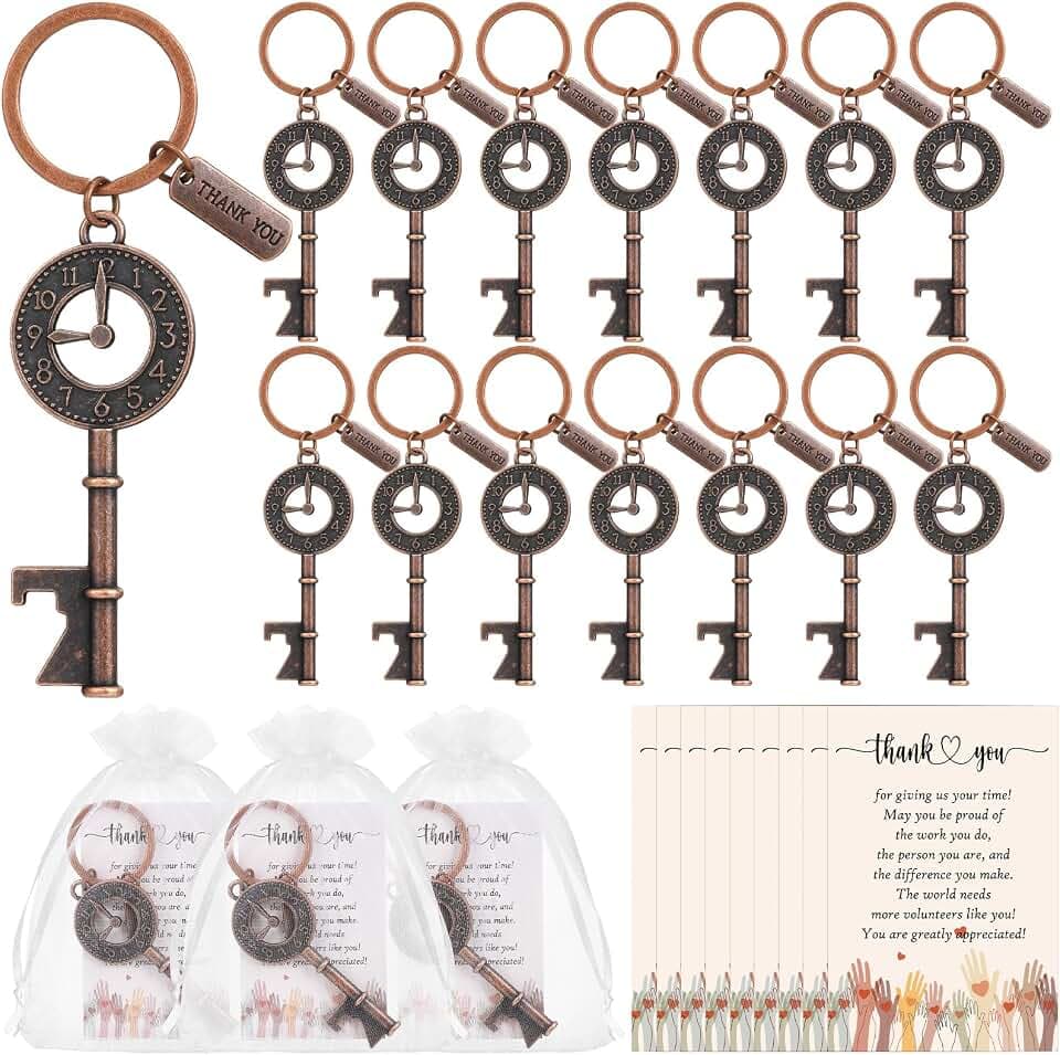 Tondiamo 50 Sets Volunteer Appreciation Gift Bottle Opener Keychain, Bronze