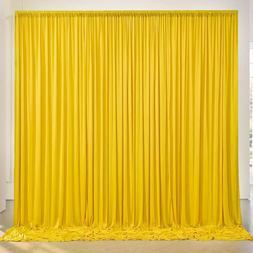 10x8ft Wrinkle Free Yellow Backdrop Curtain Panels, Thick Polyester Lemon Yellow Backdrop Drapes for Wedding Birthday Party Background Baby Shower