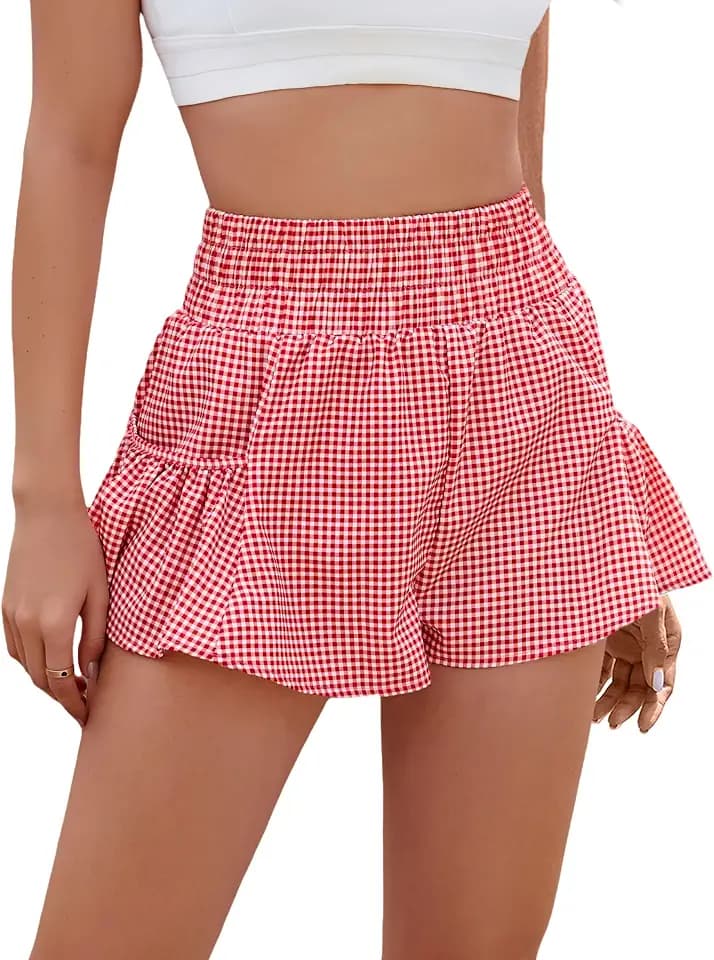 BMJL Womens Athletic Running Shorts 2.5" Flowy High Waisted Ruffle Shorts