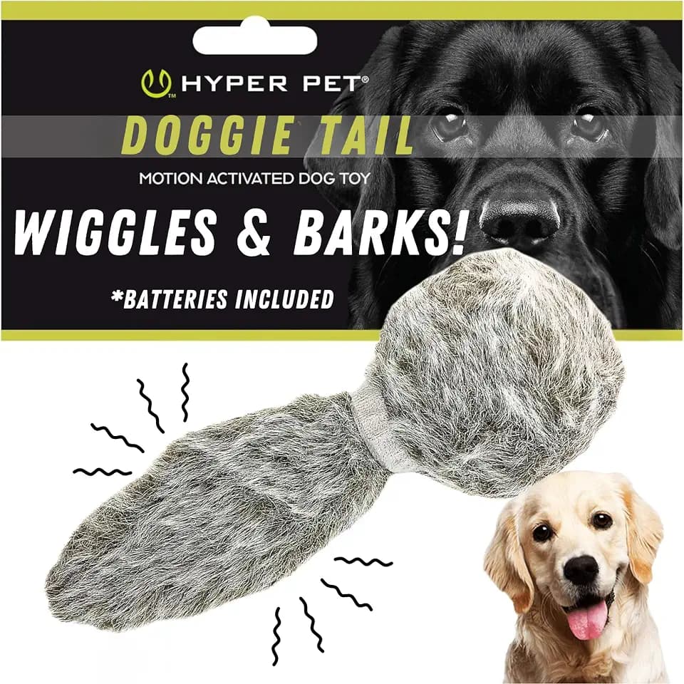 Hyper Pet Doggie Tail Interactive Plush Automatic Dog Toy, Wiggles, Barks