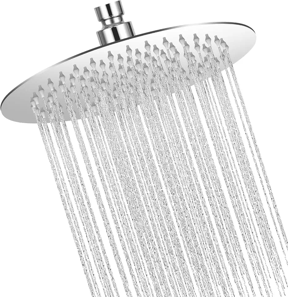 8 Zoll(20cm) Regenbrause, Fester Duschkopf Regendusche 304 Regendusche Duschkopf Kopfbrause Dusche Kopfbrause 360° Verstellbar Duschkopf Regendusche mit Selbstreinigenden Düsen (Silber)