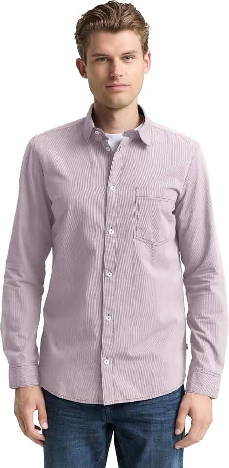 TOM TAILOR Herren 1048446 Fitted Hemd aus Baumwolle