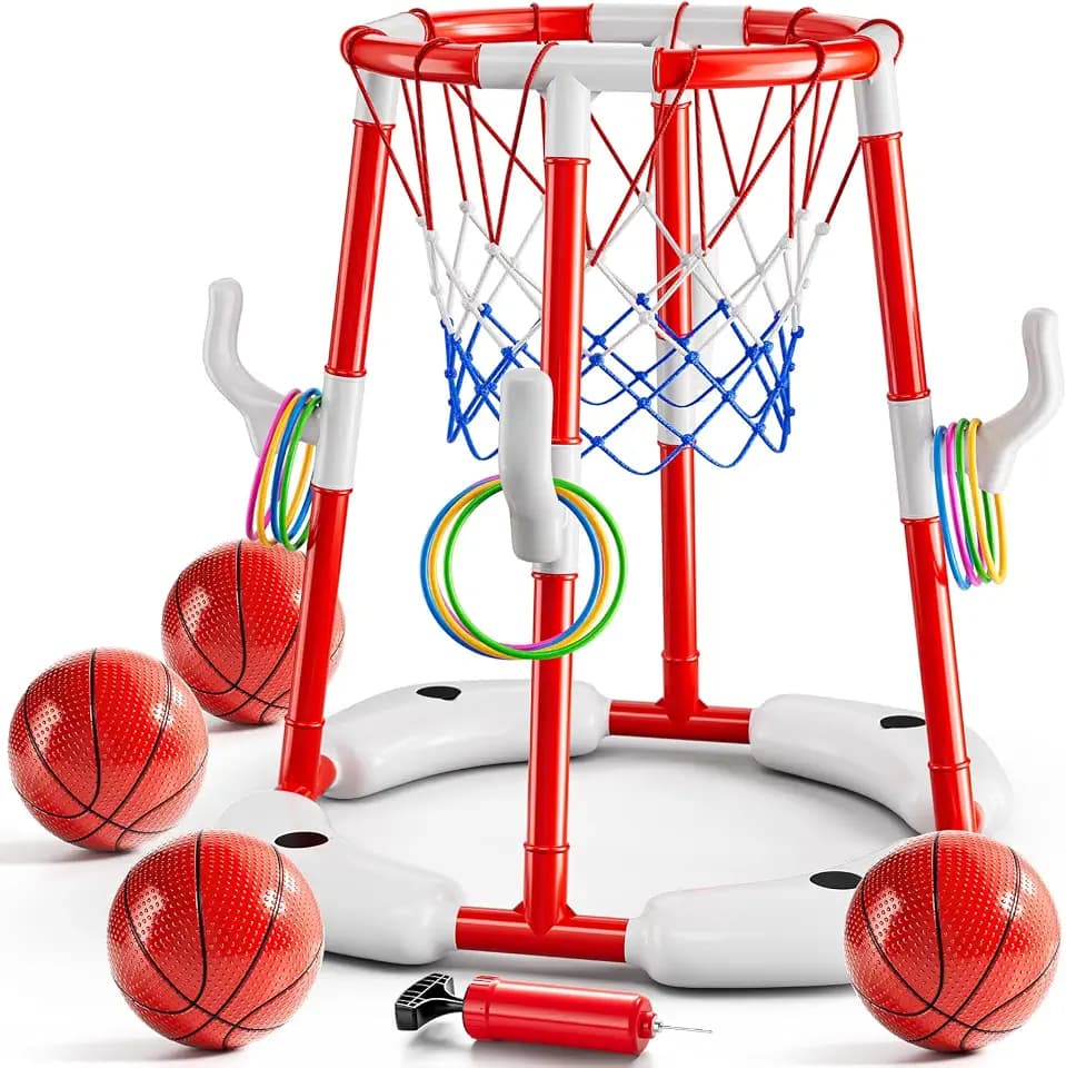 MSKOLER Pool Basketball Hoop Toys, 2 in 1 Floating Pool Toys