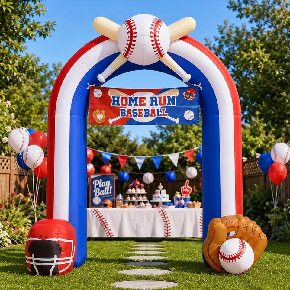 Baseball Inflatable Arch with LED Lights Yard Decoration